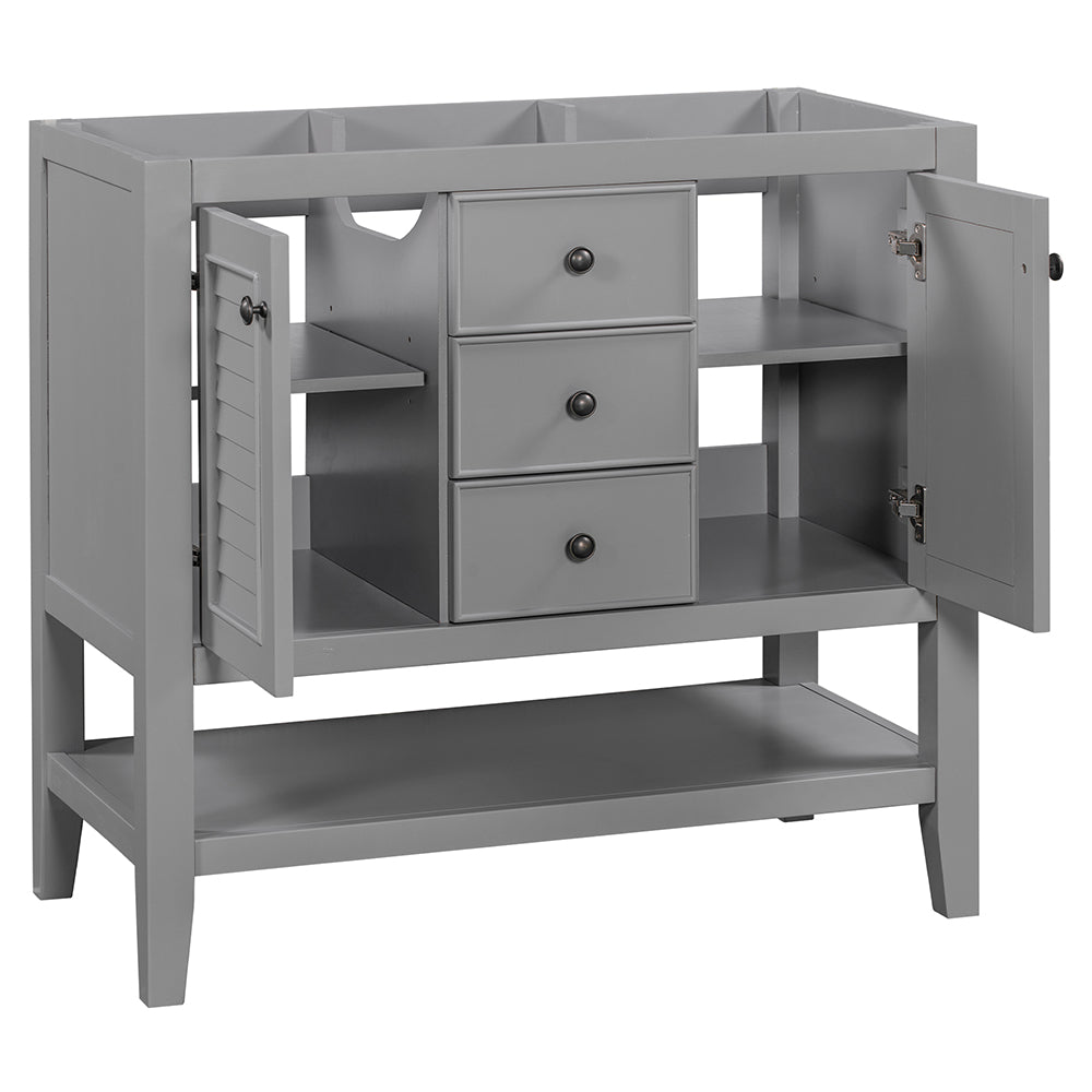 36 Inch Bathroom Vanity Base with Cabinets - Grey_4