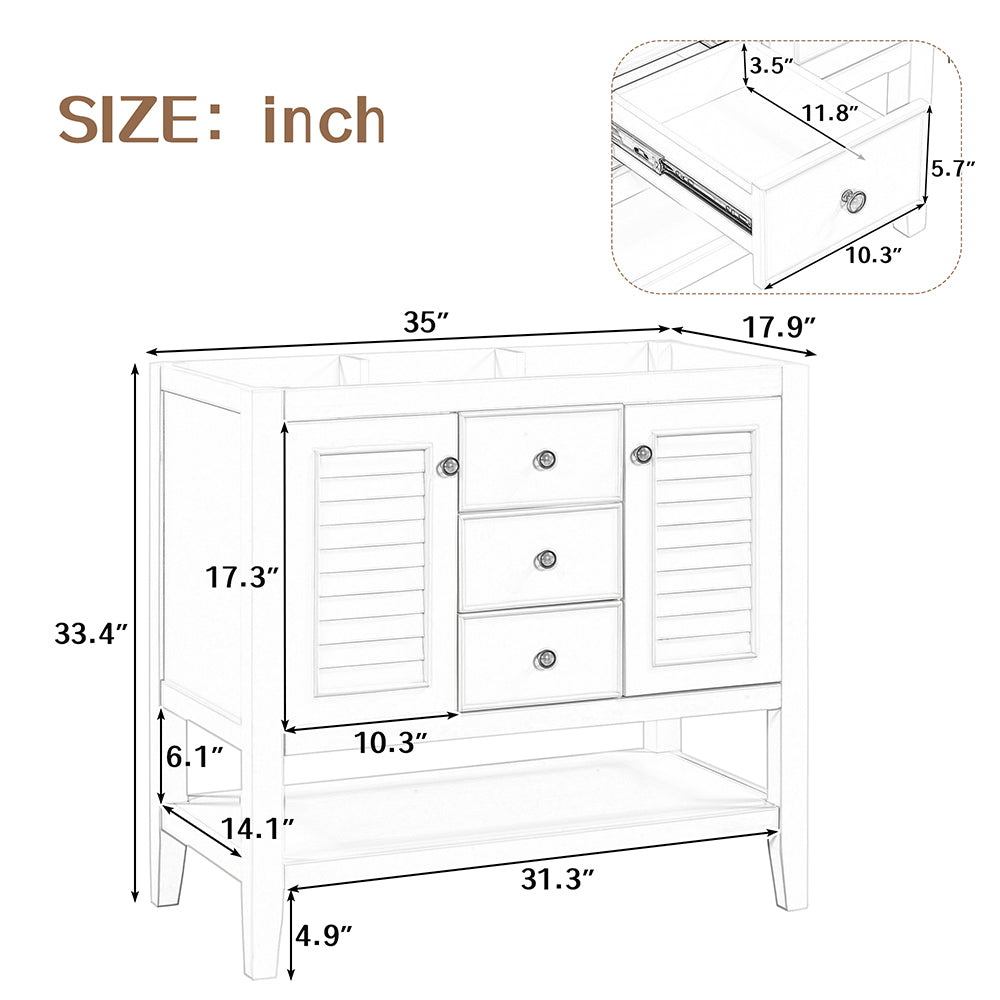 36 Inch Bathroom Vanity Base with Cabinets - Grey_11