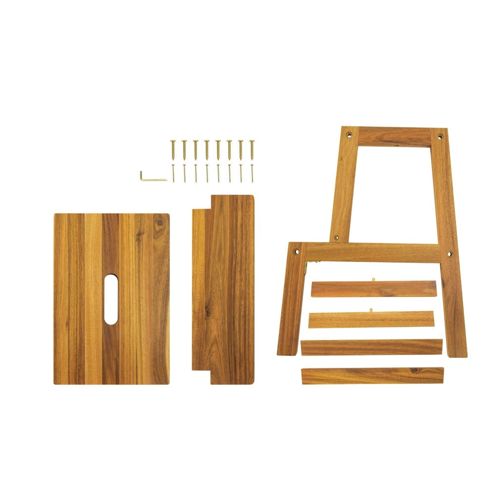 Acacia Wood Two Step Stool Small Size Strong Weight Capacity_1