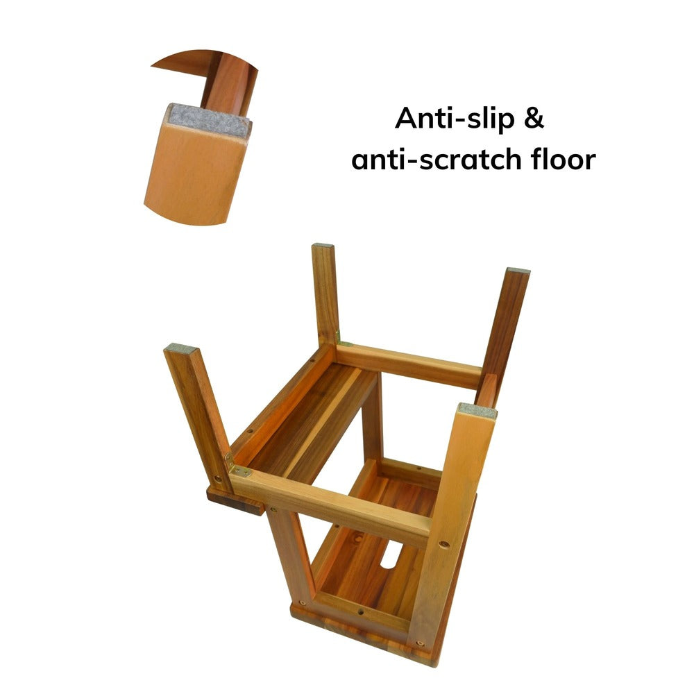 Acacia Wood Two Step Stool Small Size Strong Weight Capacity_5