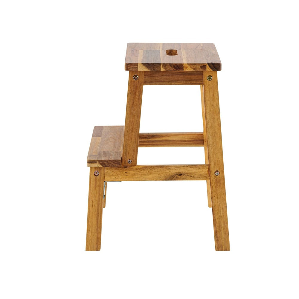 Acacia Wood Two Step Stool Small Size Strong Weight Capacity_3