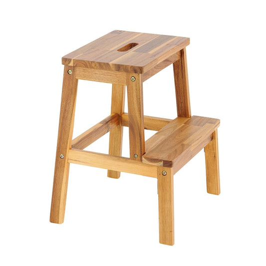 Acacia Wood Two Step Stool Small Size Strong Weight Capacity_0