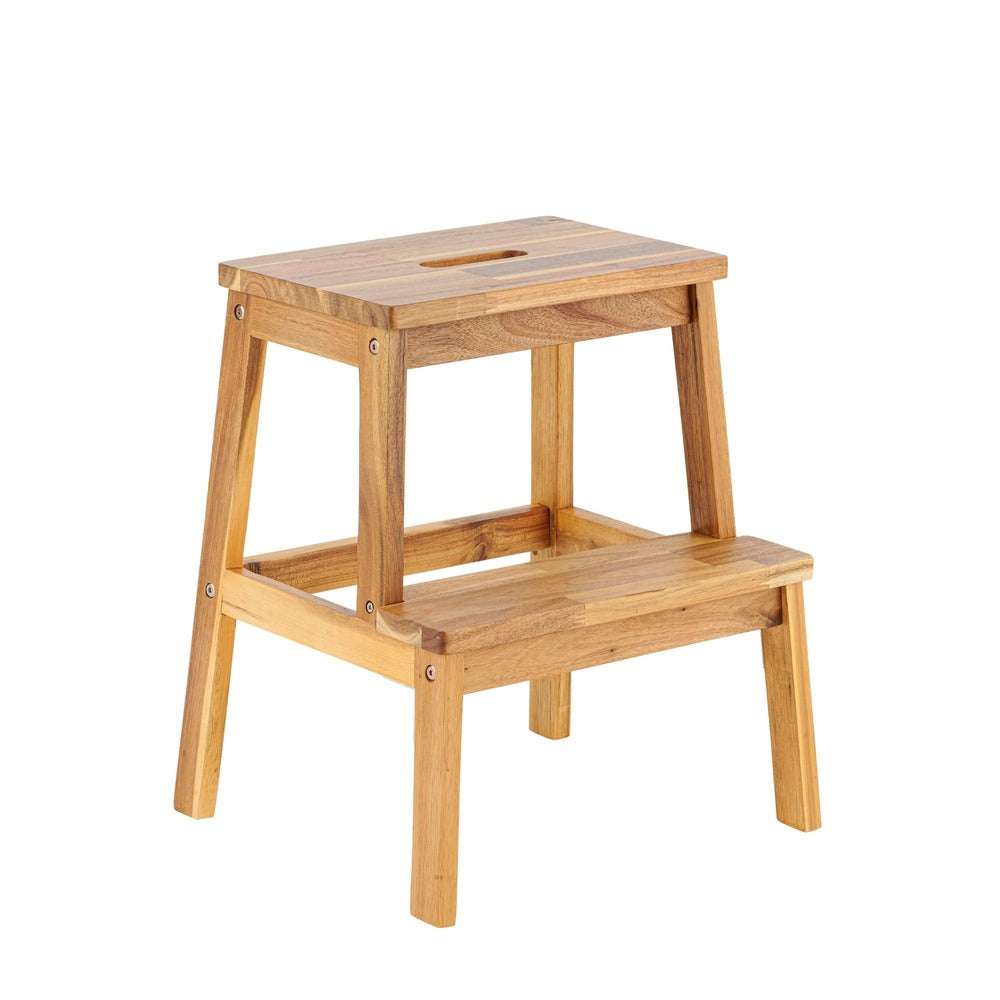 Acacia Wood Two Step Stool Small Size Strong Weight Capacity_4