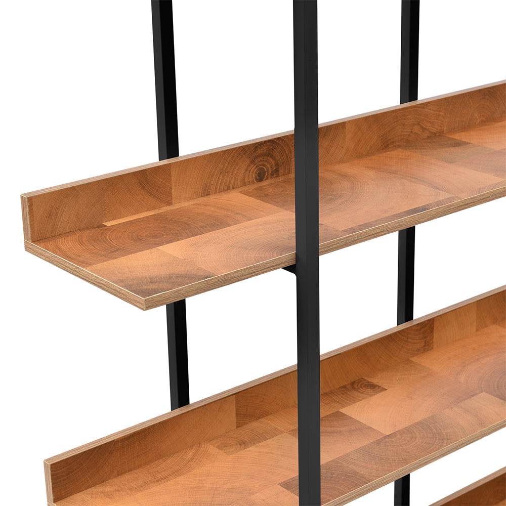 5-Tier Industrial Bookshelf with Metal Frame - Brown_9