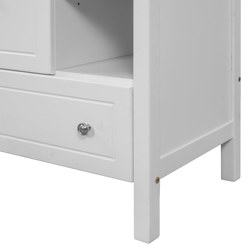 Solid Wood Bathroom Vanity Base - White_7