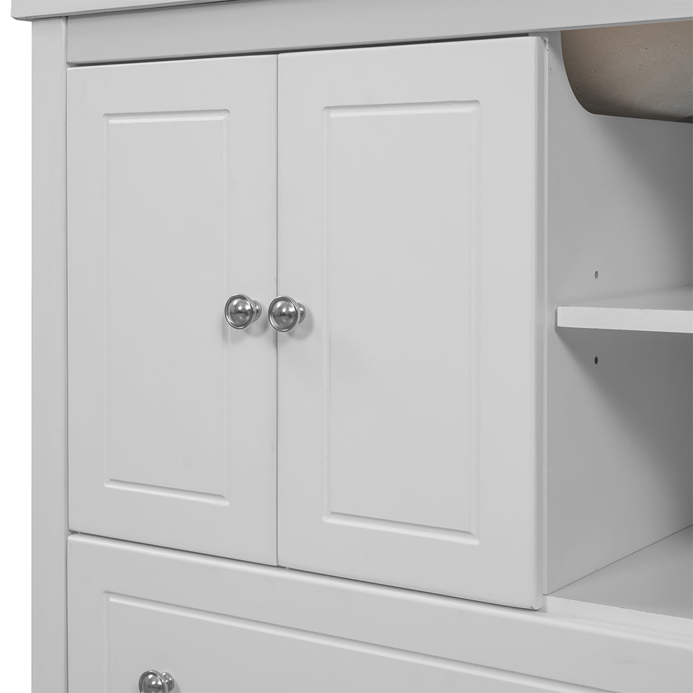Solid Wood Bathroom Vanity Base - White_6