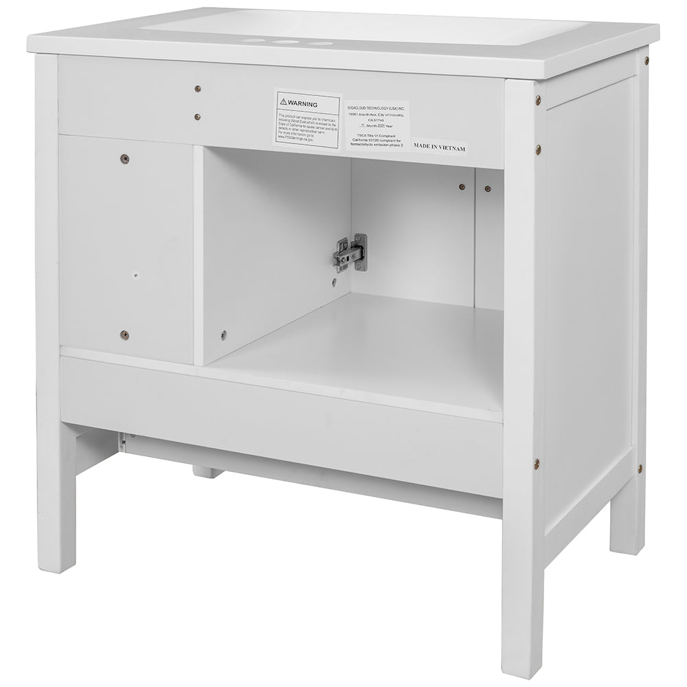 Solid Wood Bathroom Vanity Base - White_5