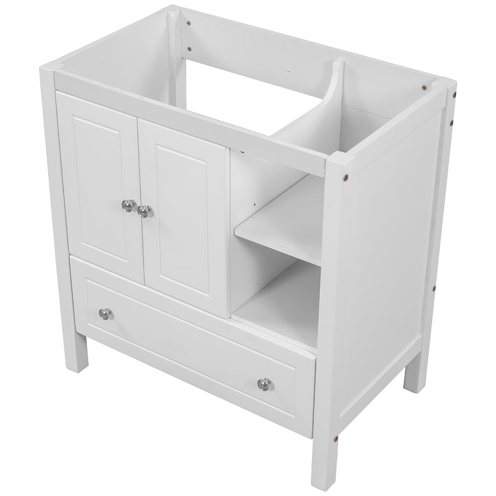 Solid Wood Bathroom Vanity Base - White_4