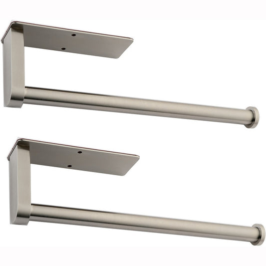 Paper Towel Holder Set 12-Inch 2 Pack Versatile Under Cabinet Mounting - Brushed Nickel_0