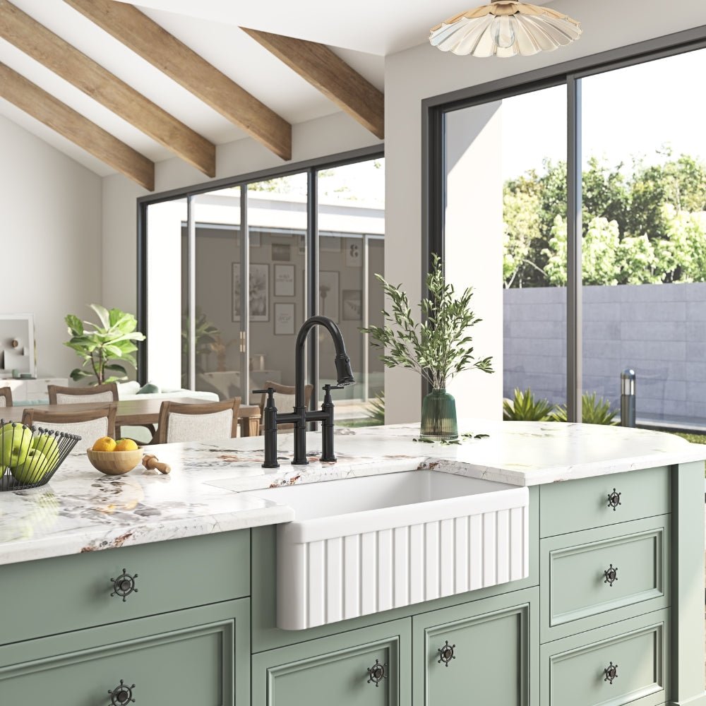 White Farmhouse Kitchen Sink Deep Undermount Single Apron Sink_2