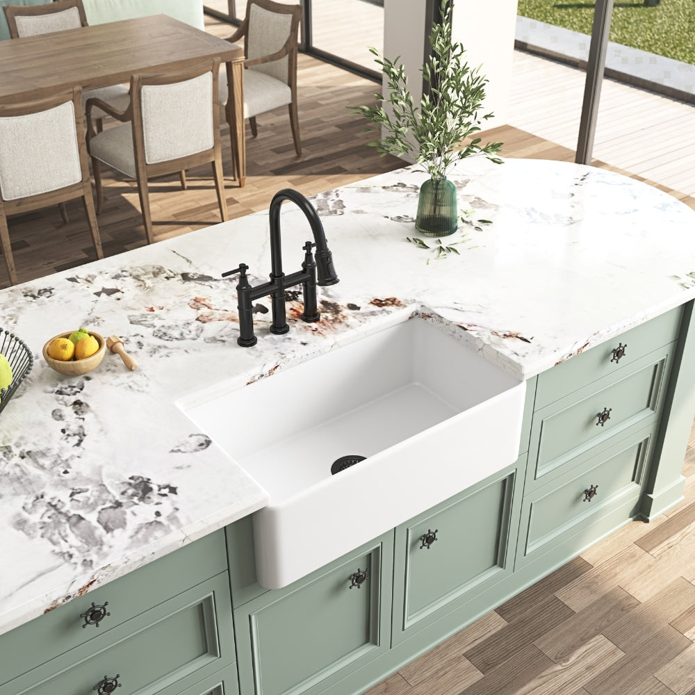 White Farmhouse Kitchen Sink Deep Undermount Single Apron Sink_5