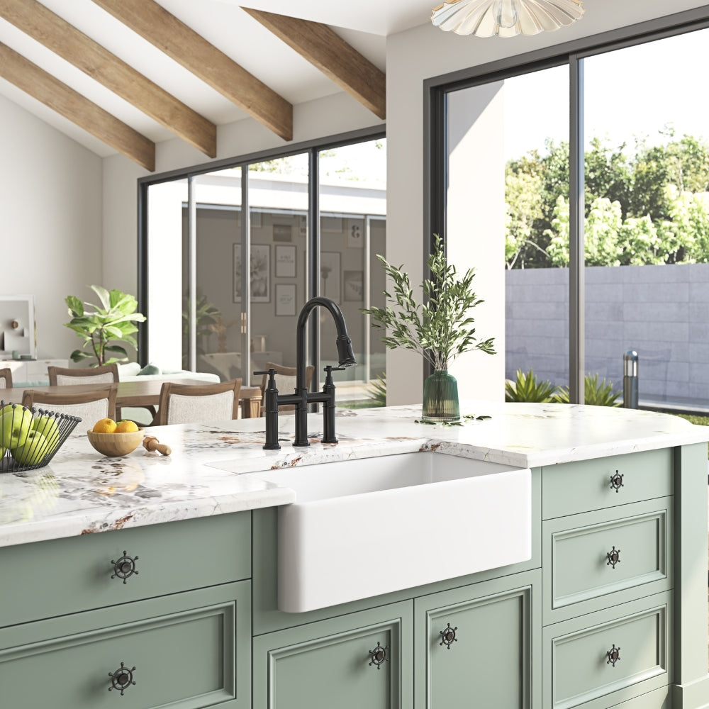 White Farmhouse Kitchen Sink Deep Undermount Single Apron Sink_6