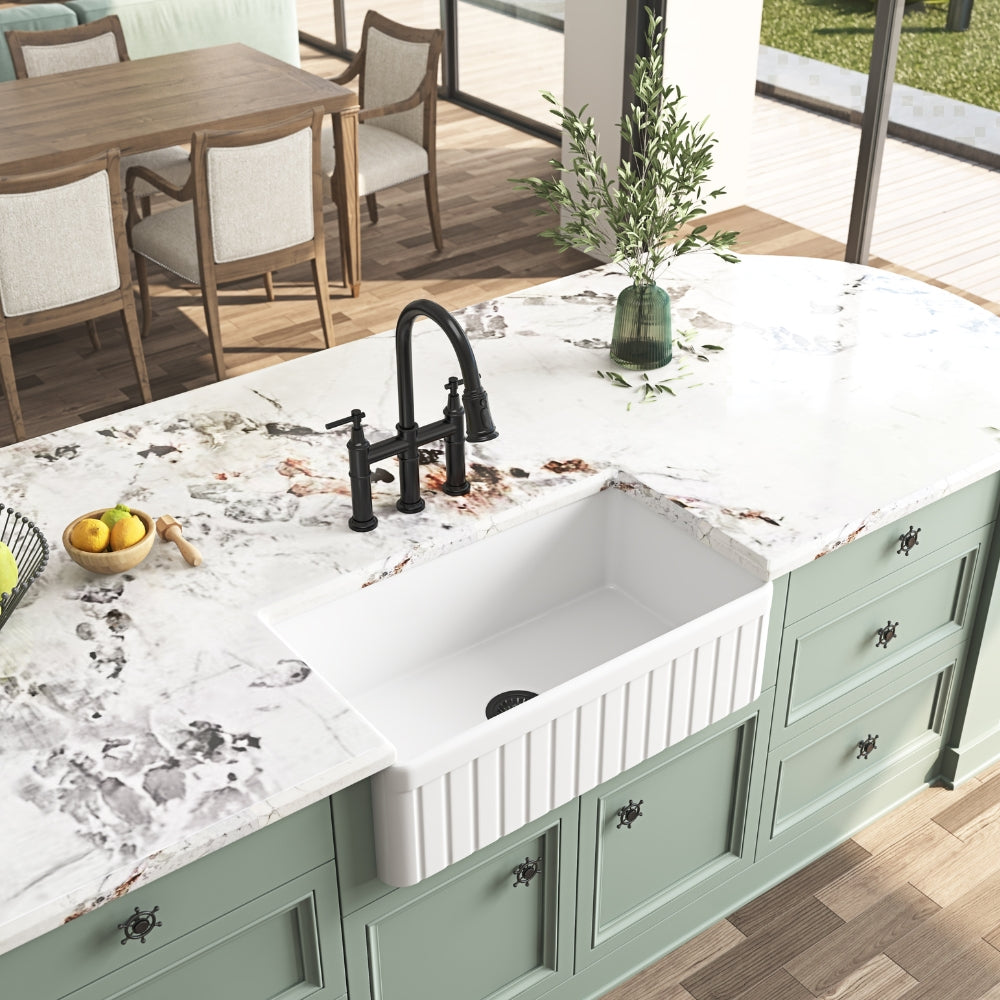 White Farmhouse Kitchen Sink Deep Undermount Single Apron Sink_7