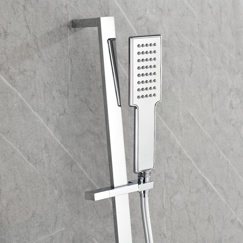 Wall Mounted Waterfall Rain Shower System With 3 Body Sprays & Handheld Shower - Chrome_1