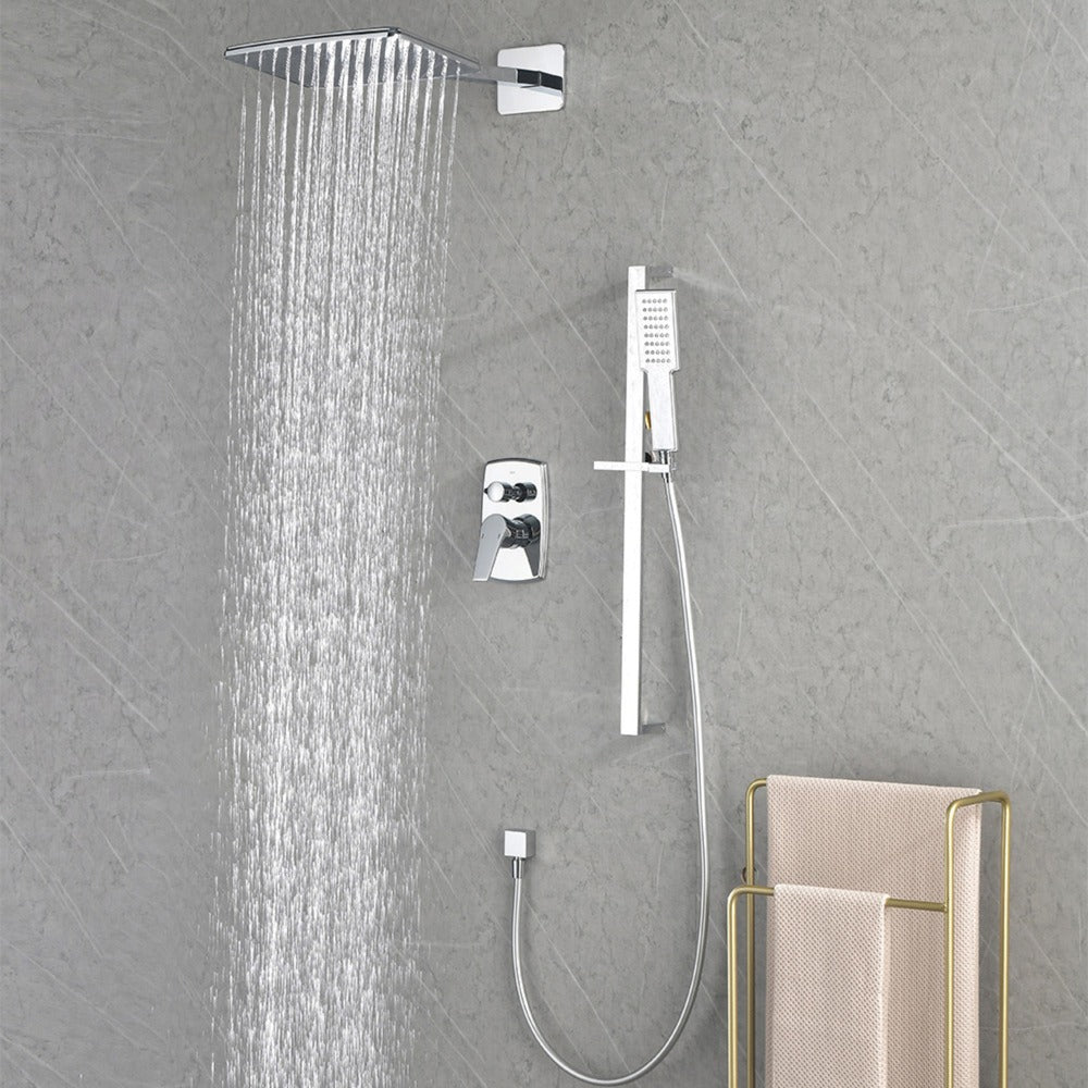 Wall Mounted Waterfall Rain Shower System With 3 Body Sprays & Handheld Shower - Chrome_3