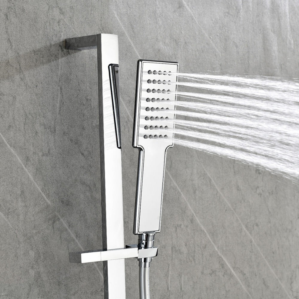 Wall Mounted Waterfall Rain Shower System With 3 Body Sprays & Handheld Shower - Chrome_5