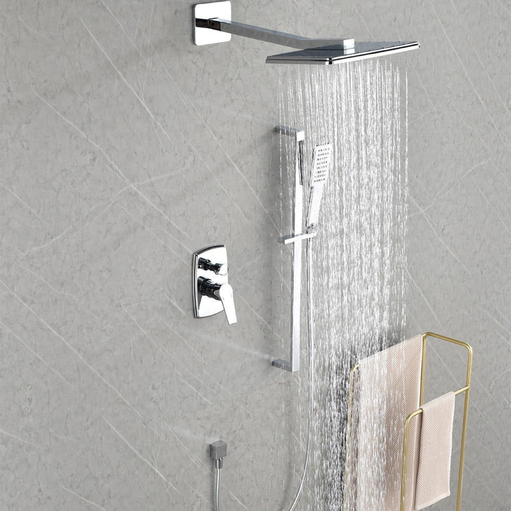 Wall Mounted Waterfall Rain Shower System With 3 Body Sprays & Handheld Shower - Chrome_6