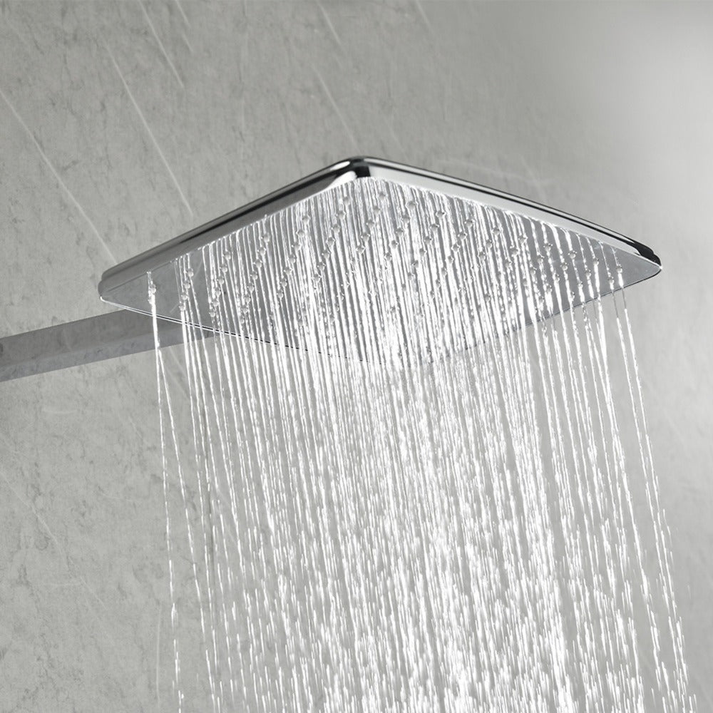 Wall Mounted Waterfall Rain Shower System With 3 Body Sprays & Handheld Shower - Chrome_7