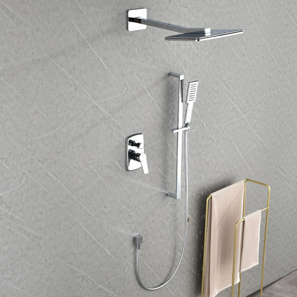 Wall Mounted Waterfall Rain Shower System With 3 Body Sprays & Handheld Shower - Chrome_8
