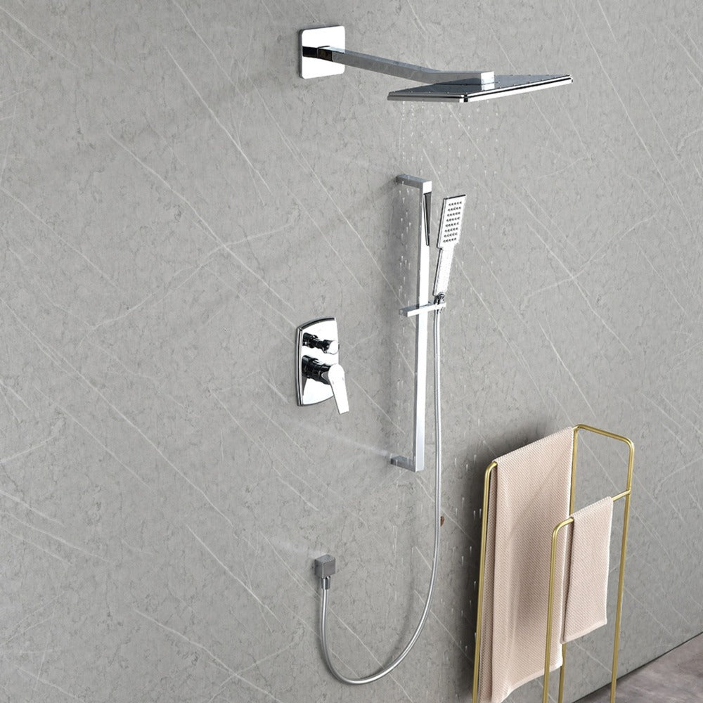 Wall Mounted Waterfall Rain Shower System With 3 Body Sprays & Handheld Shower - Chrome_1