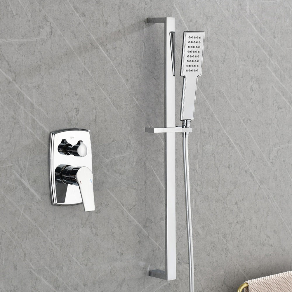 Wall Mounted Waterfall Rain Shower System With 3 Body Sprays & Handheld Shower - Chrome_5