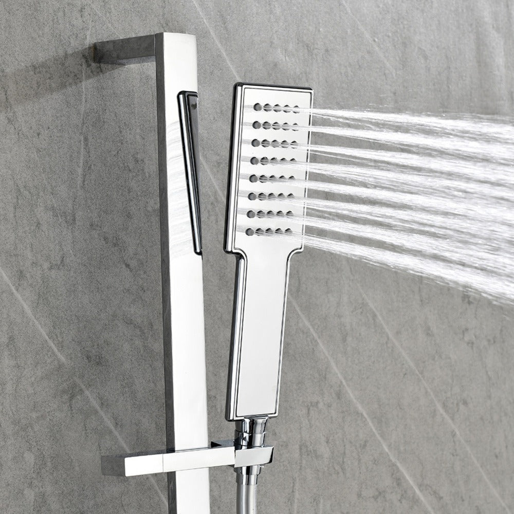 Wall Mounted Waterfall Rain Shower System With 3 Body Sprays & Handheld Shower - Chrome_2