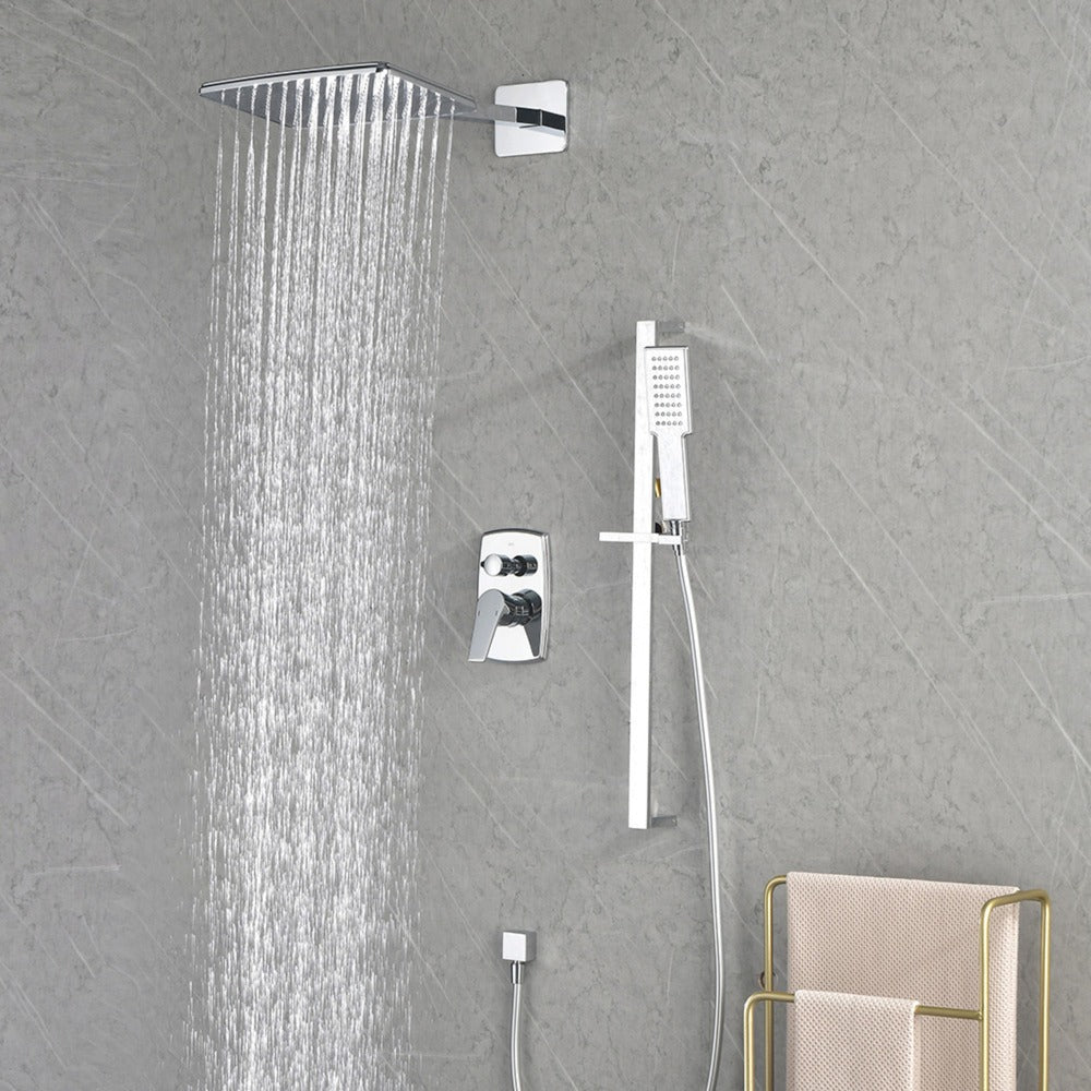 Wall Mounted Waterfall Rain Shower System With 3 Body Sprays & Handheld Shower - Chrome_3