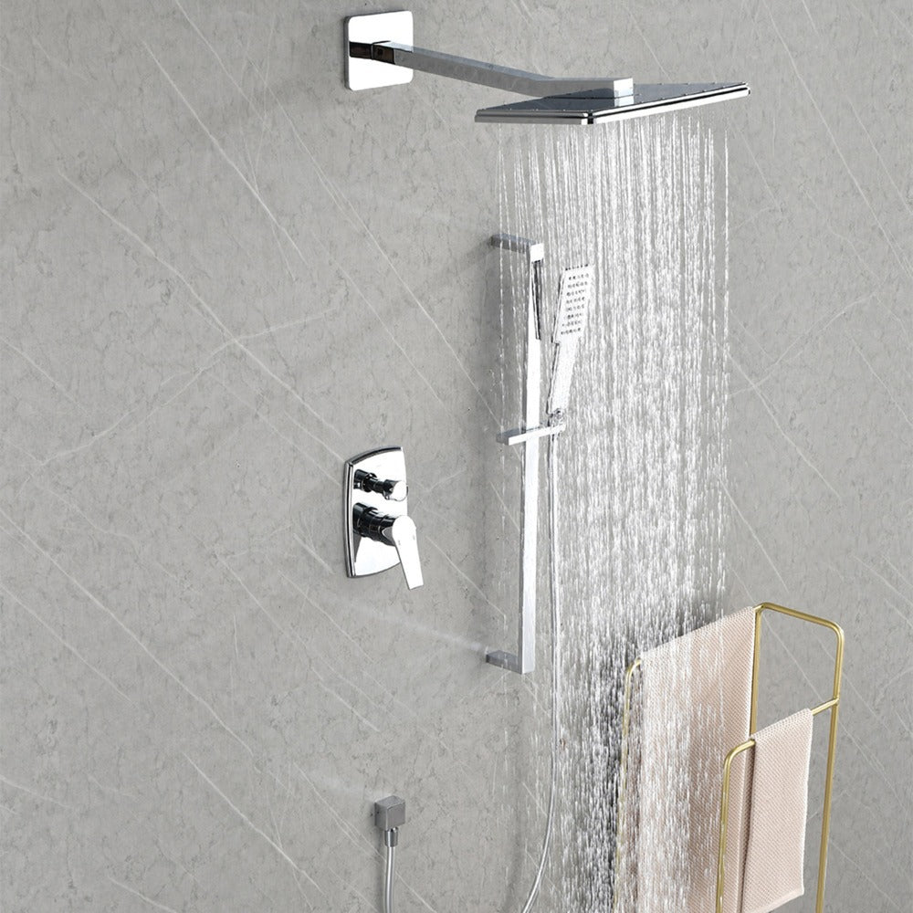 Wall Mounted Waterfall Rain Shower System With 3 Body Sprays & Handheld Shower - Chrome_4