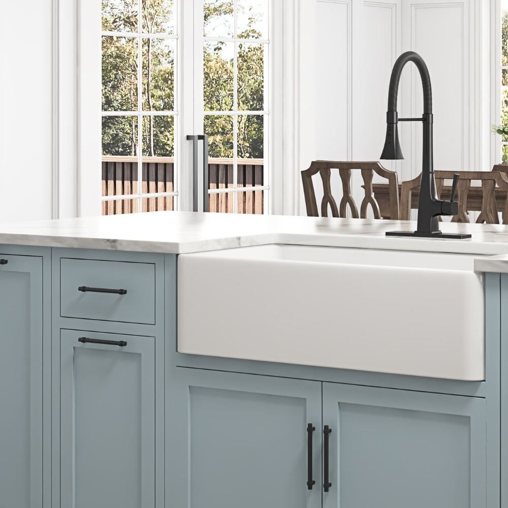 White Farmhouse Kitchen Sink Single Undermount Apron Sink_6