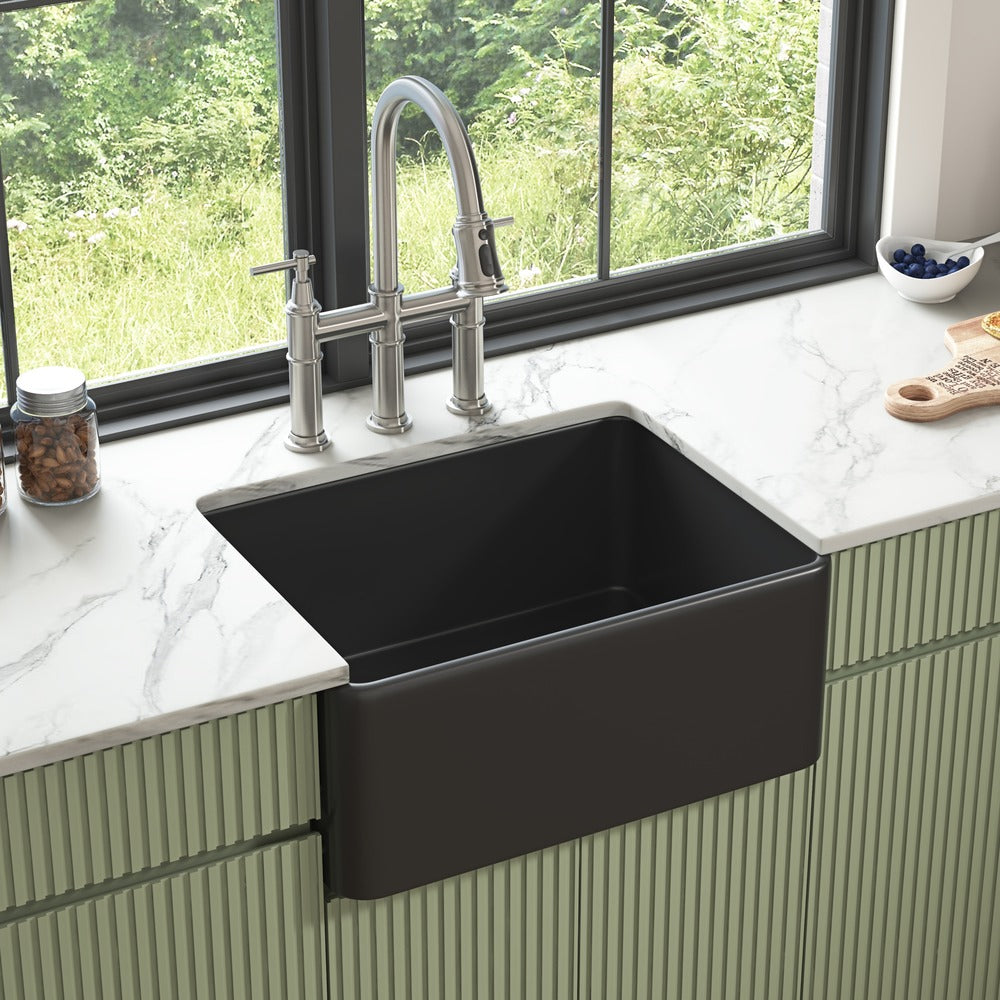 Inch White Farmhouse Sink Deep Undermount Apron Kitchen Sink_1