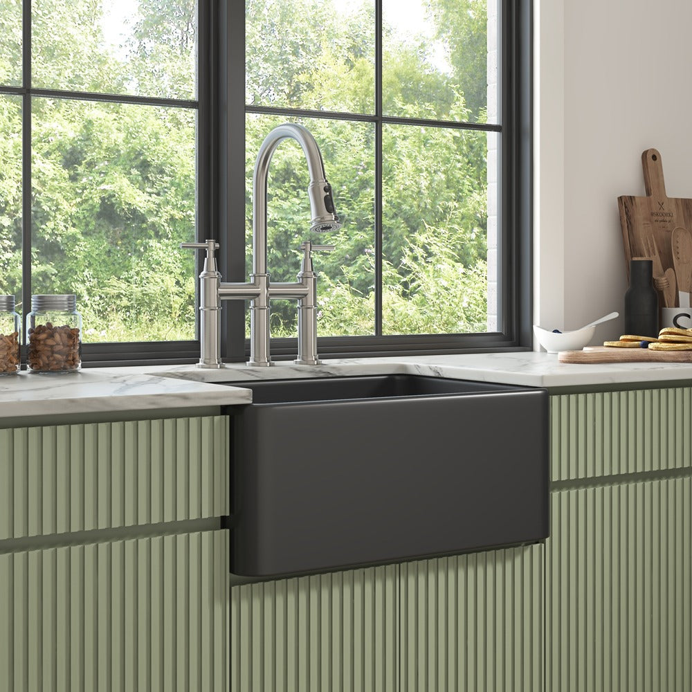 Inch White Farmhouse Sink Deep Undermount Apron Kitchen Sink_4