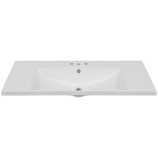 36 Inch Ceramic Single Bathroom Vanity Top with 3-Faucet Holes_0