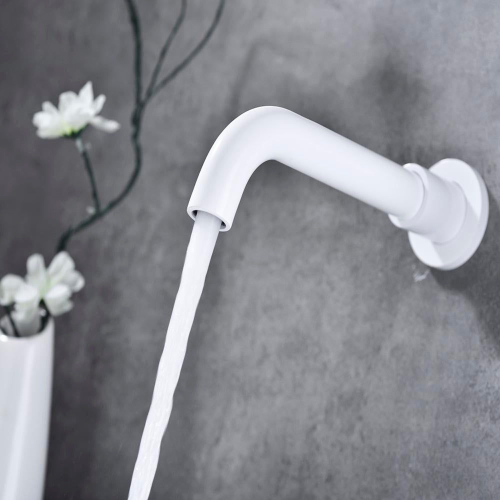 Single Lever Handle Wall Mounted Bathroom Faucet - White_3