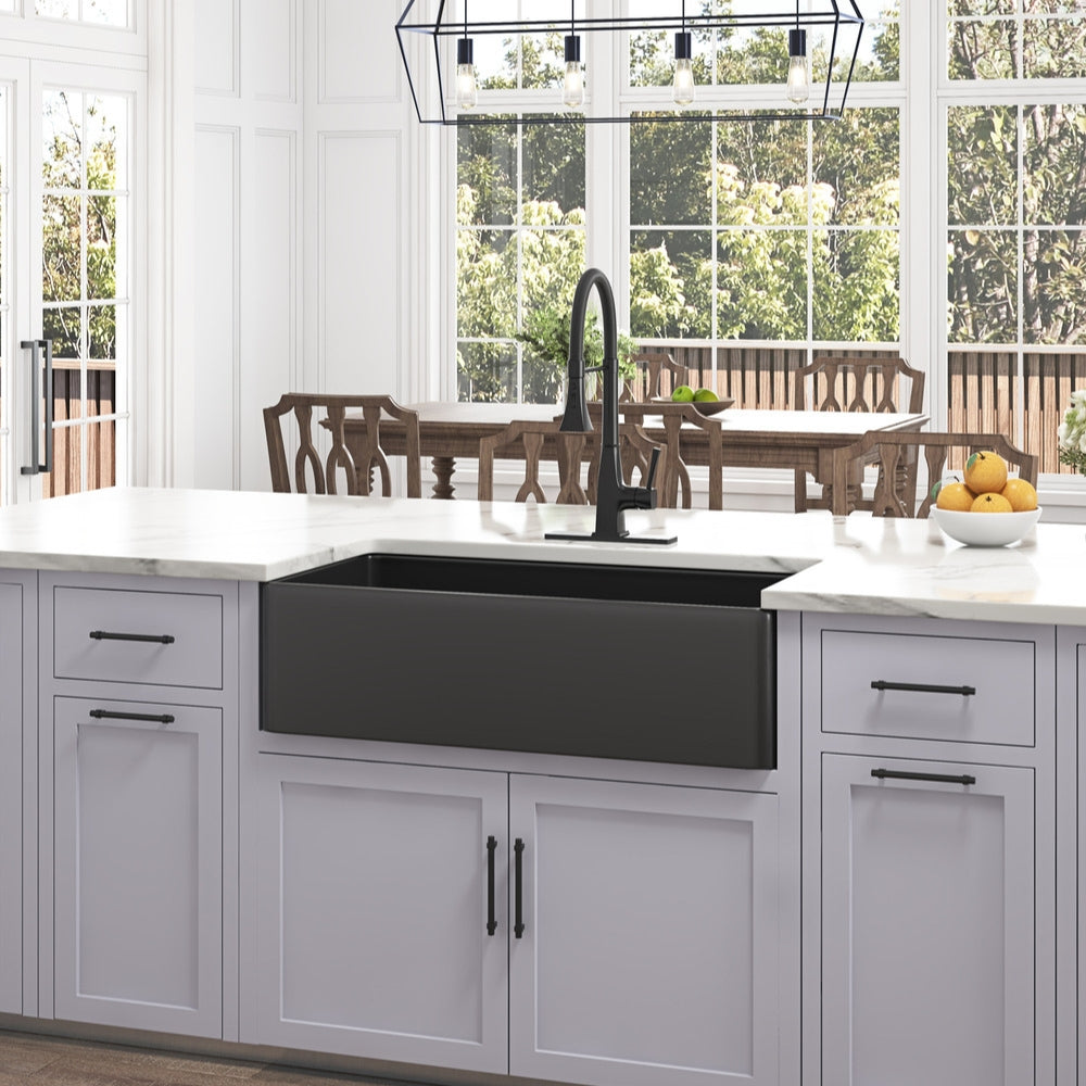 White Farmhouse Kitchen Sink Single Undermount Apron Sink Deep_1