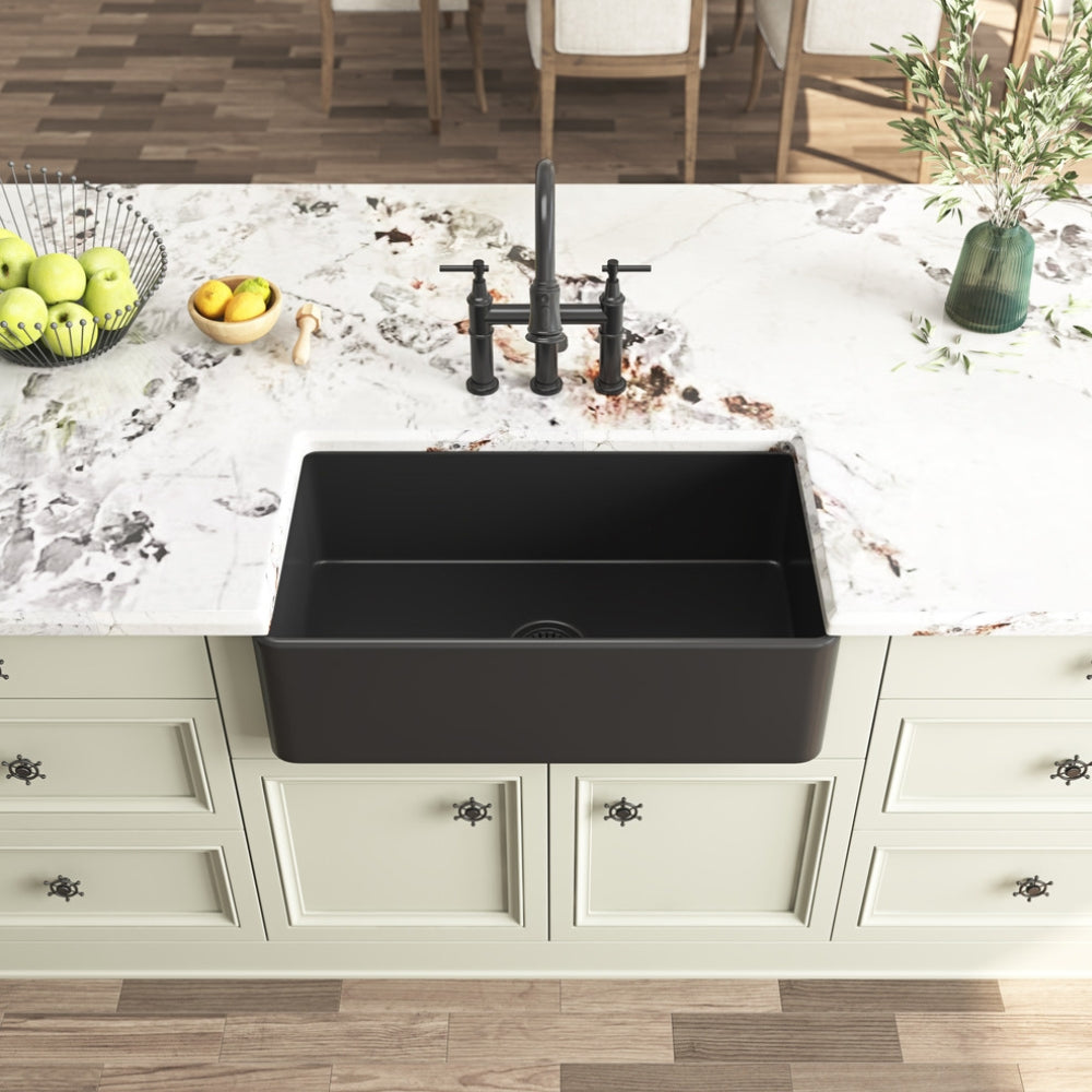 White Farmhouse Kitchen Sink Single Undermount Apron Sink Deep_6