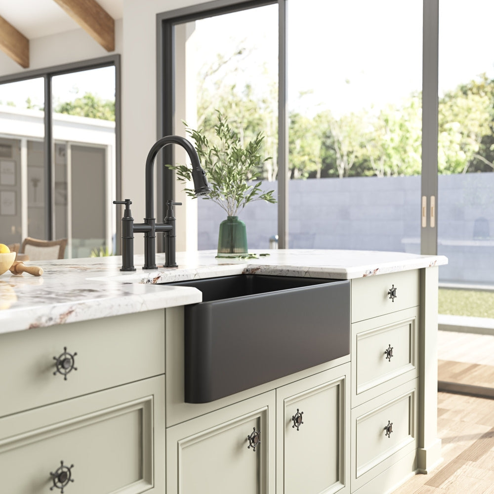 White Farmhouse Kitchen Sink Single Undermount Apron Sink Deep_4