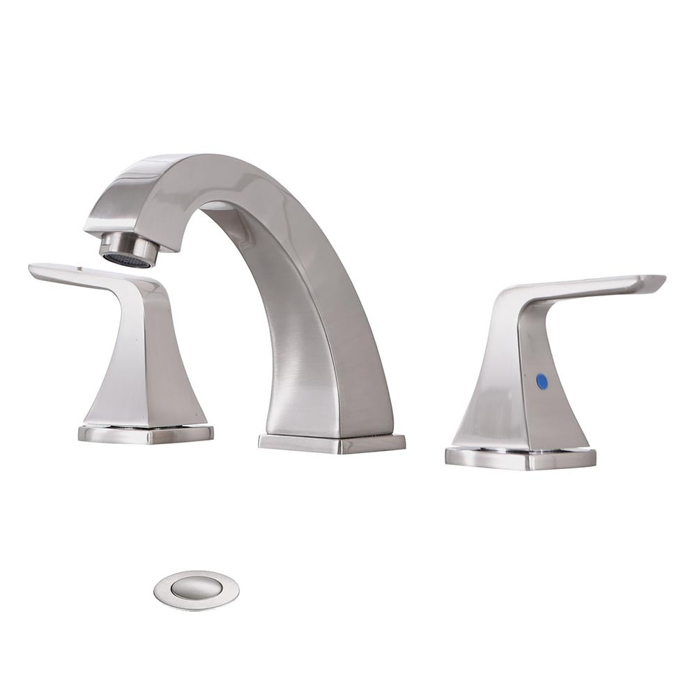 Widespread 2 Handles Bathroom Faucet with Pop Up Sink Drain - Brushed Nickle_0