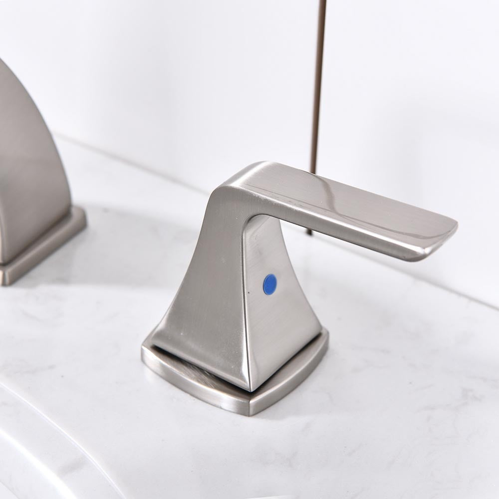 Widespread 2 Handles Bathroom Faucet with Pop Up Sink Drain - Brushed Nickle_1