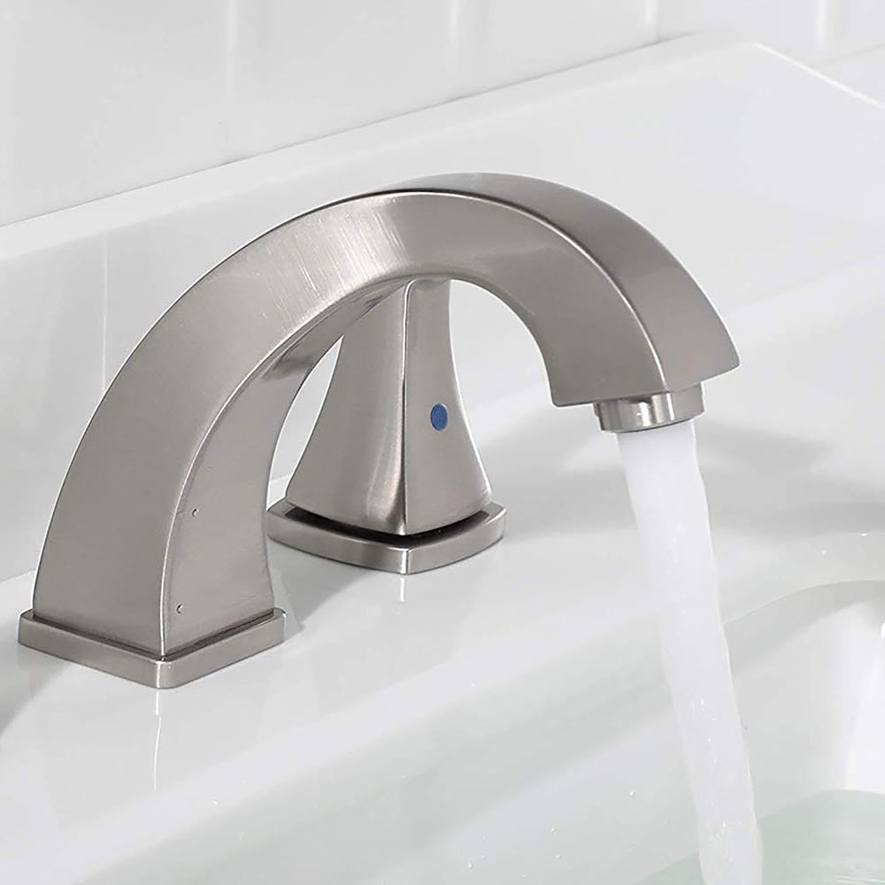 Widespread 2 Handles Bathroom Faucet with Pop Up Sink Drain - Brushed Nickle_3