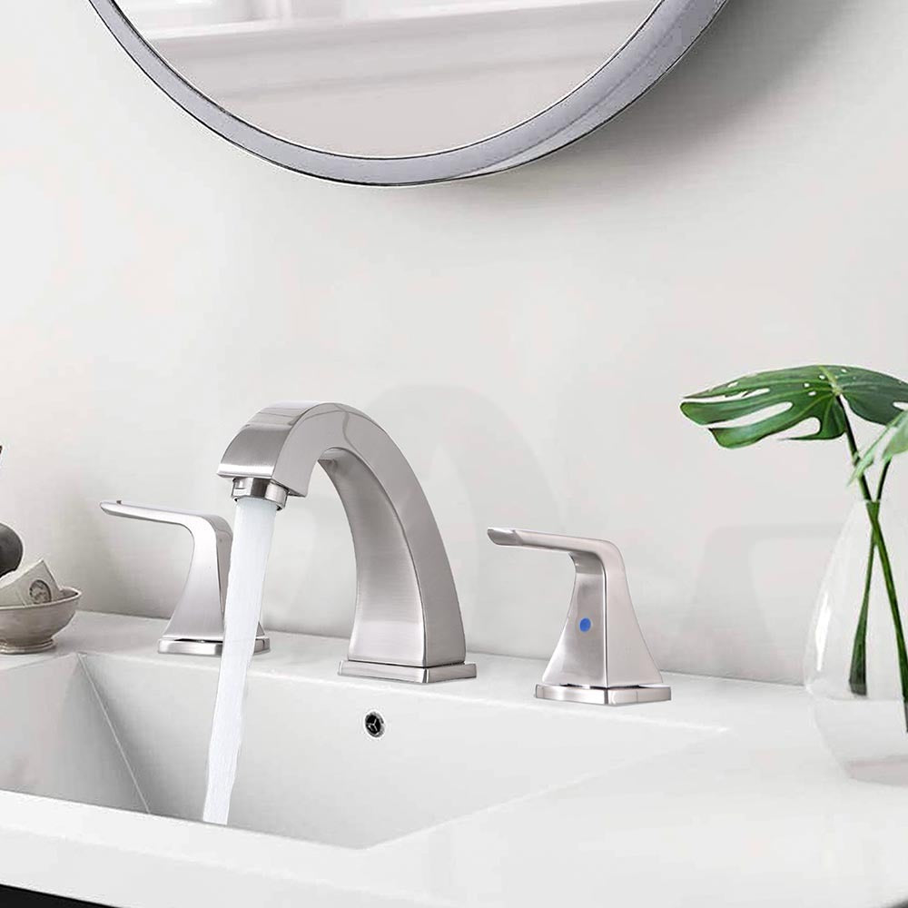 Widespread 2 Handles Bathroom Faucet with Pop Up Sink Drain - Brushed Nickle_4