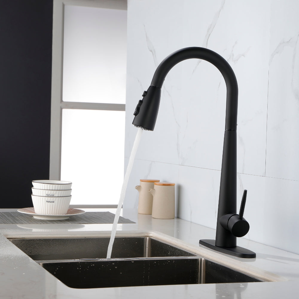 Black Kitchen Faucet with Pull Down Sprayer_4
