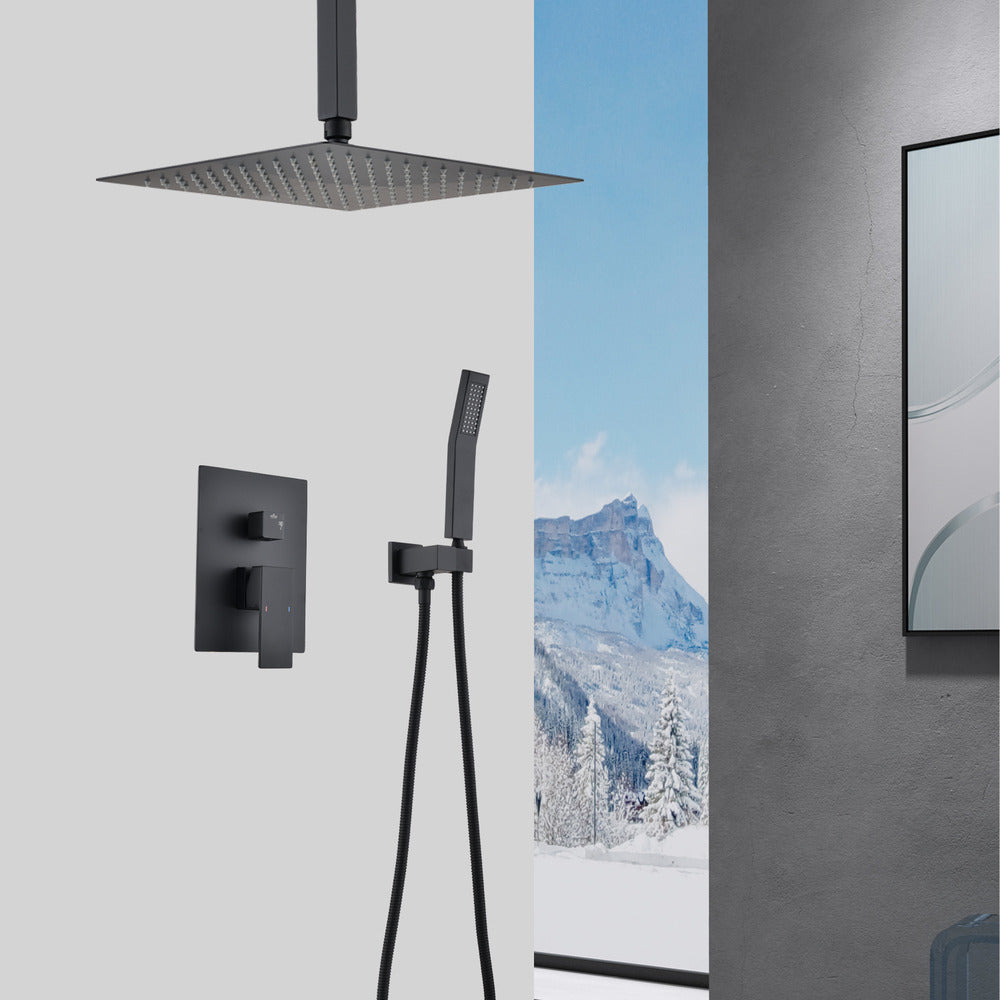 Ceiling-Mounted Shower Combo Set with Handheld & 16" Head_2