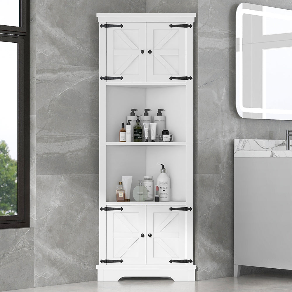 Tall Corner Bathroom Cabinet - White_1