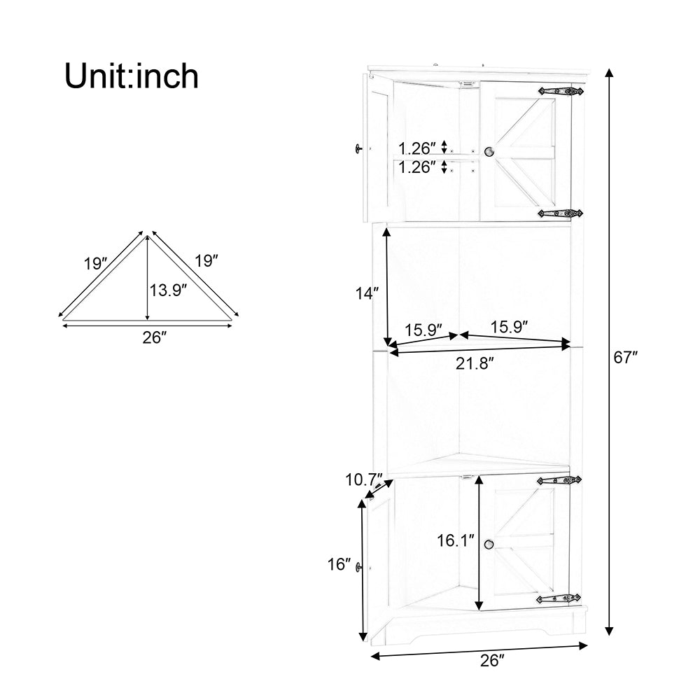Tall Corner Bathroom Cabinet - White_9