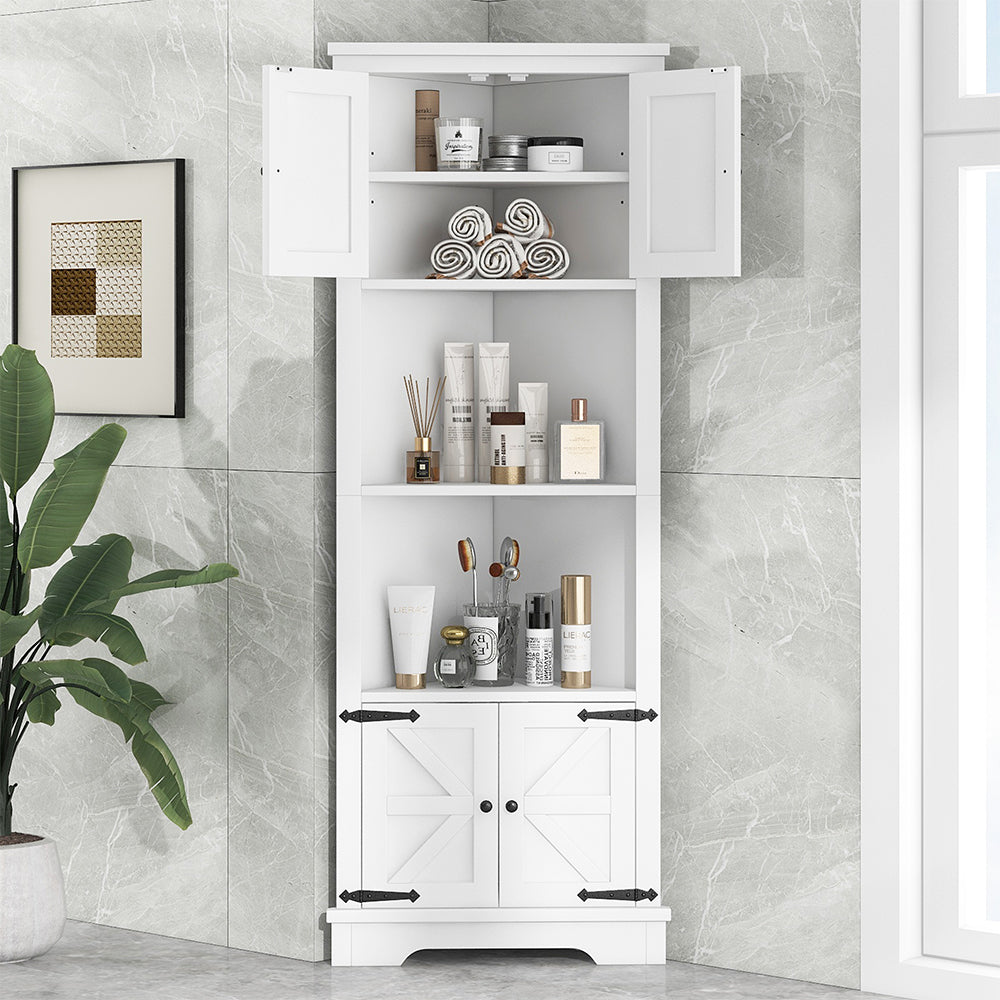 Tall Corner Bathroom Cabinet - White_2