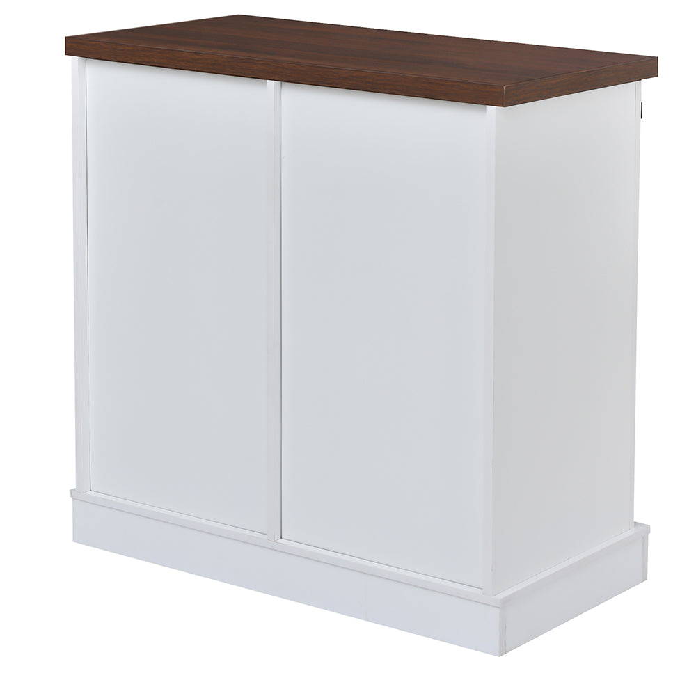 Bathroom Storage Cabinet with Sliding Barn Door - White_8