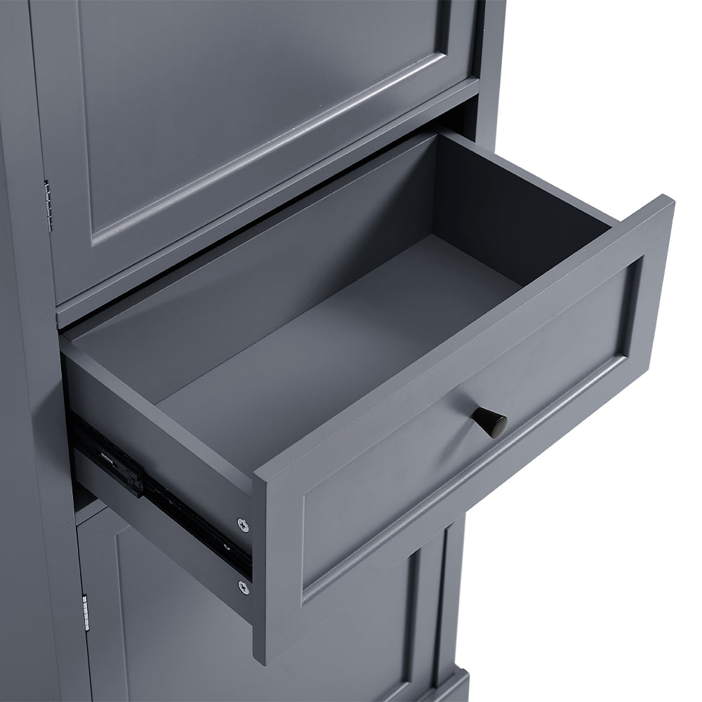 Tall Bathroom Cabinet with Adjustable Shelf and Drawer - Grey_8