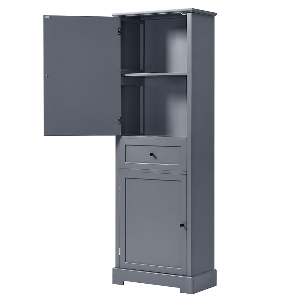 Tall Bathroom Cabinet with Adjustable Shelf and Drawer - Grey_7