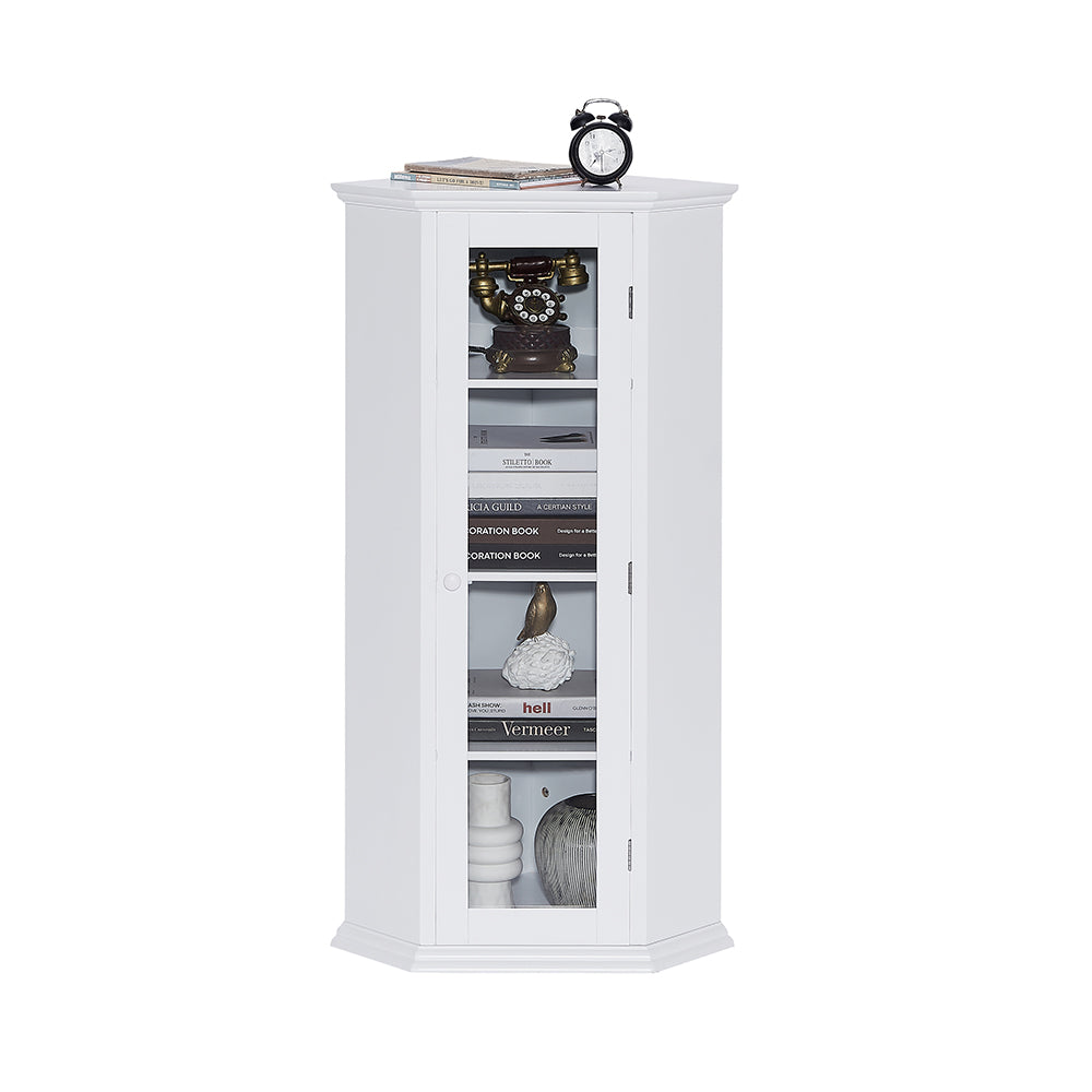 Corner Cabinet with Glass Door - White_4