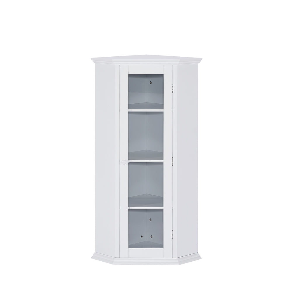Corner Cabinet with Glass Door - White_0